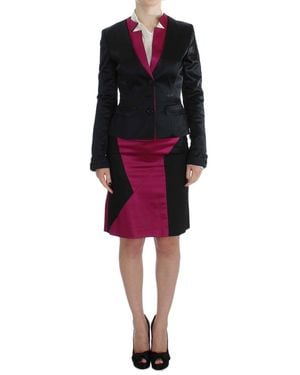 Exte Black Pink Two Piece Suit Skirt & Blazer