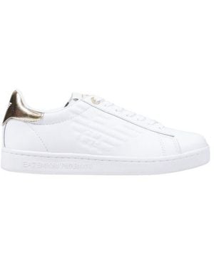 EA7 White Leather Low Top Sneakers