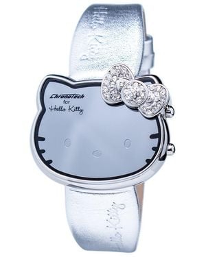 Chronotech Silver Leather Watch - Blue