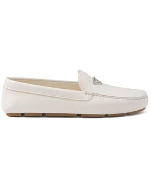 Prada Logo Leather Loafers - White