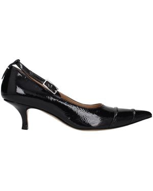 Maison Margiela Black Leather Court Shoes