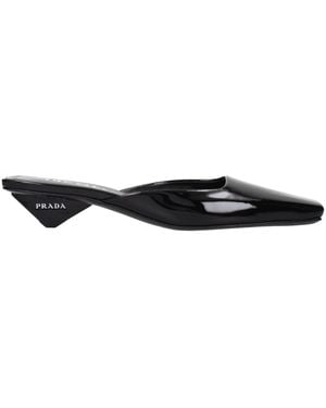 Prada Black Leather Flat Sandals