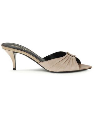 Saint Laurent Beige Calf Leather Bos Taurus Mules - Metallic