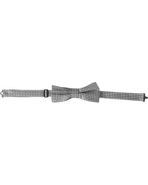 Dolce & Gabbana Silk Polka Dot Adjustable Neck Papillon Bow Tie - White
