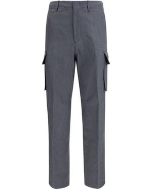 Lardini Grey Linen Cargo Trousers