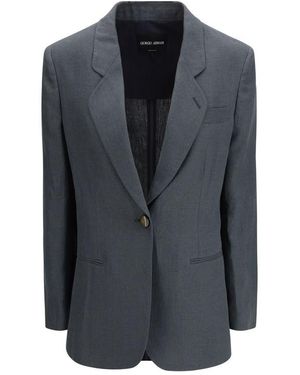 Giorgio Armani Grey Linen Jacket - Blue