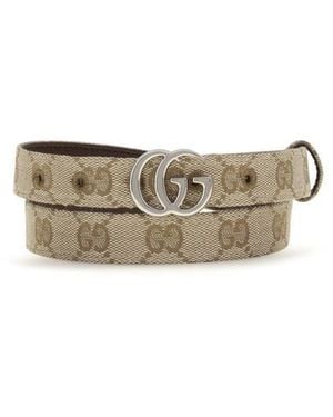 Gucci Beige Fabric Thin Belt - Metallic