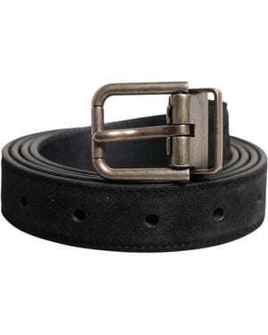 Dolce & Gabbana Black Calf Leather Classic Metal Buckle Belt