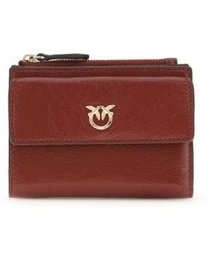 Pinko Bordeaux Calf Leather Bos Taurus Wallet - Red