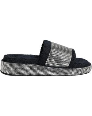 Dolce & Gabbana Black Crystal Embellished Platform Slides Shoes