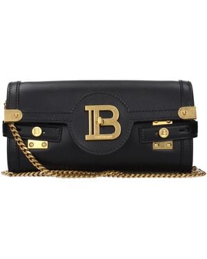 Balmain Black Leather Clutch Bag