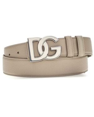 Dolce & Gabbana Beige Calf Leather Bos Taurus Regular Belt - Natural