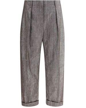 パンツ Brunello Cucinelli Trousers With Lurex Effect Brunello Cucinelli - Beige Lurex Baggy Tapered Leg Jean