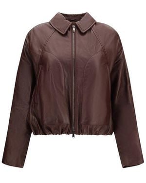 Brunello Cucinelli Bordeaux Lamb Ovis Aries Bomber - Brown