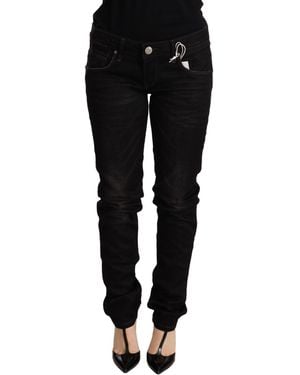 Acht Low Waist Skinny Denim Cotton Trouser - Black
