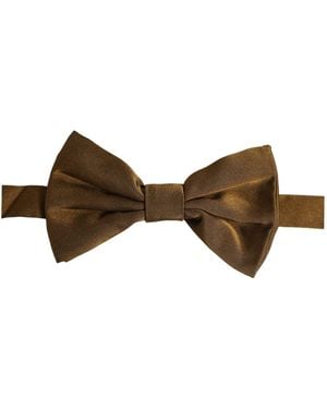 Dolce & Gabbana Silk Adjustable Neck Papillon Bow Tie - Brown