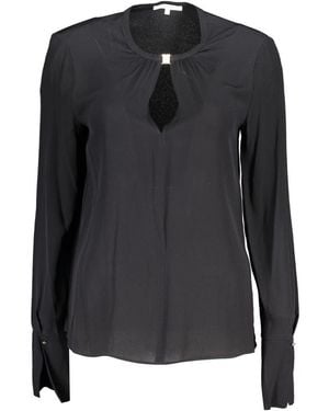 Patrizia Pepe Blouse Keyhole Long Sleeve Top - Black