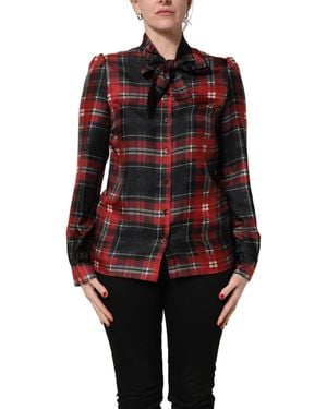 Dolce & Gabbana Red Black Plaid Silk Tie