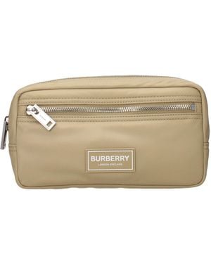 Burberry Beige Nylon Clutch Bags - Natural
