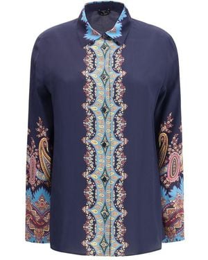 Etro Silk Shirt Paisley Print - Blue