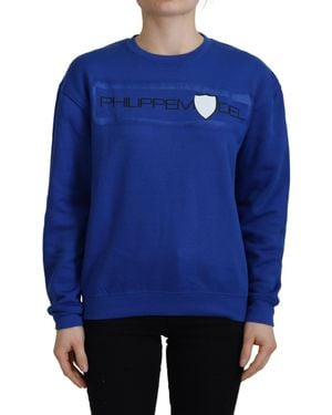 Philippe Model Chic Printed Long Sleeve Pullover Sweater - Blue