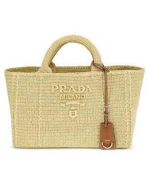 Prada Beige Viscose Shoulder Bag - Metallic