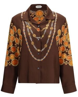 Versace Chain Print Buttoned Shirt - Brown