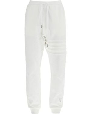 Thom Browne Cotton Joggers With 4 Stripes - White