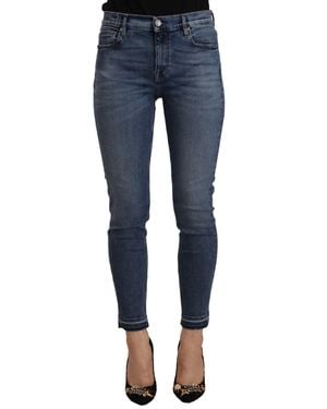 Don The Fuller Blue Mid Waist Cotton Denim Slim Fit Cropped Jeans