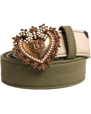Dolce & Gabbana Camouflage Devotion Metal Buckle Belt Cotton - Green