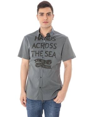 CoSTUME NATIONAL "gray Cotton Men's Shirt With Italian Collar" - Grey