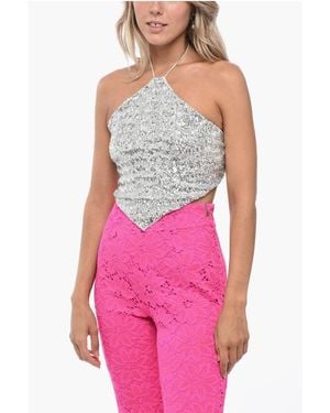 Oséree Sequined Halter Top - Pink