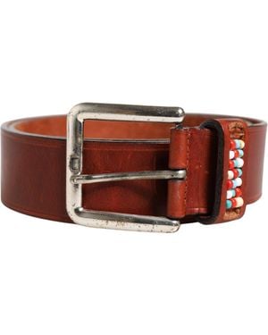 Gianfranco Ferré Bordeaux Wide Leather Waist Gold Silver Buckle Belt - Red