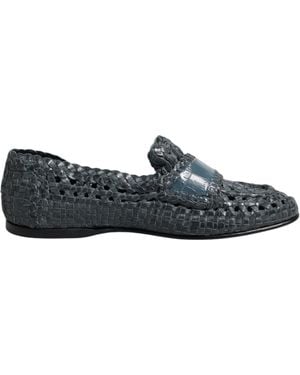 Dolce & Gabbana Woven Leather Loafers - Grey