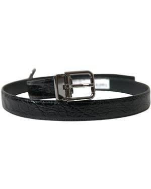 Dolce & Gabbana Leather Metal Buckle Belt - Black