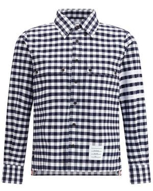 Thom Browne Vichy Cotton Flannel Shirt - Blue