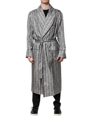 Dolce & Gabbana Multicolour Floral Robe Coat Wrap Jacket - Grey