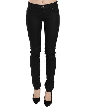 Plein Sud Cotton Black Mid Waist Skinny Denim Jeans