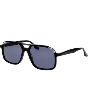 Trussardi Black Acetate & Stainless Steel Sunglasses - Blue