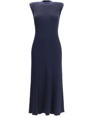 Sa Su Phi Ribbed Cashmere Silk Sleeveless Long Dress - Blue