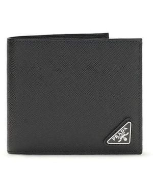 Prada Black Calf Leather Bos Taurus Wallet