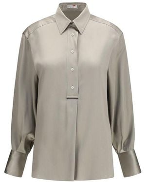 Brunello Cucinelli Bicolour Silk Shirt - Grey