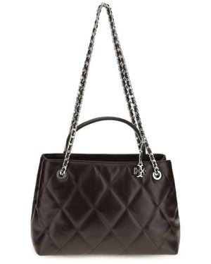 Tory Burch Brown Calf Leather Bos Taurus Shoulder Bag - Black