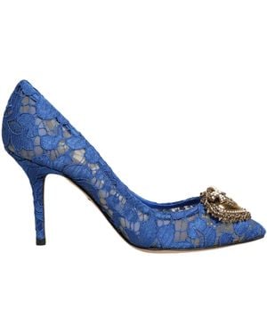 Dolce & Gabbana Blue Taormina Lace Devotion Pumps Shoes \
