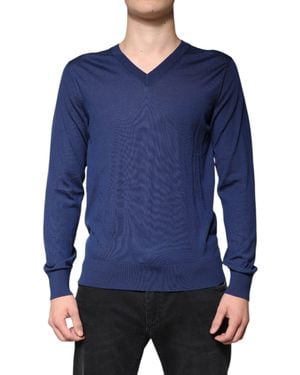 Dolce & Gabbana V-Neck Jumper Classic Knit - Blue