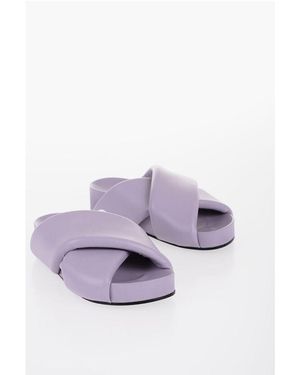 Jil Sander Criss Cross Designed Leather Sandals - Purple