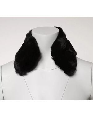 Dolce & Gabbana Lamb Fur Collar Neck Wrap Scarf - Black