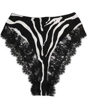 Dolce & Gabbana Silk Zebra Print Lace High Waist Underwear Co+08+Pa+Se Clothing - Black