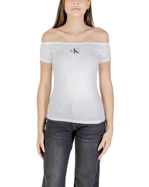 Calvin Klein White Cotton T - Blue