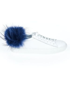 MR & MRS White Lamb Leather Trainer - Blue